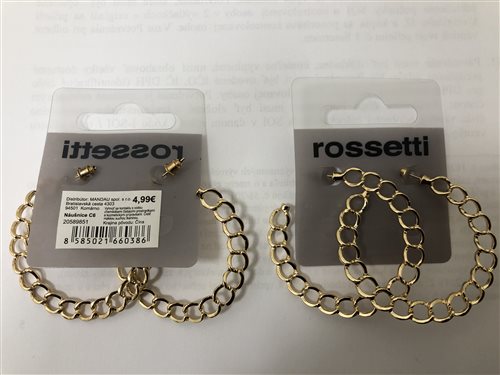 náušnice c6 rossetti zlatá farba a strieborná farba č