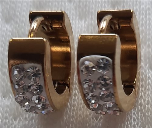 zapichovacie náušnice s kamienkami v tvare kruhu, farba zlatá, item no 2481 č