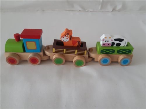 drevený vláčik bino so zvieratkami 8 ks č