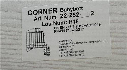 detská postieľka corner babybett, model luca c