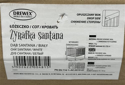 detská postieľka drewex®, model žirafa, batch num 05-12-2022 a c