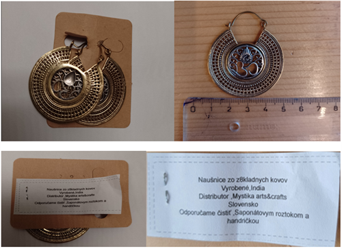 náušnice zo základných kovov „náušnice om shanti“ c