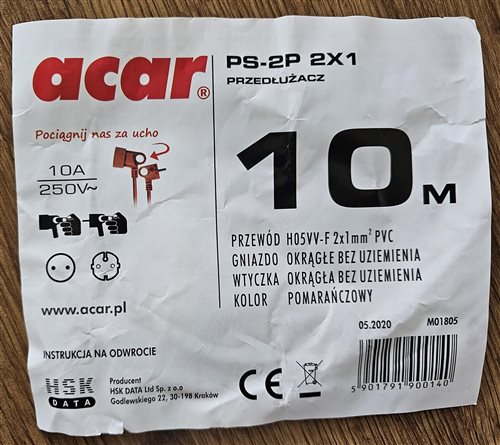 predlžovací prívod acar obr