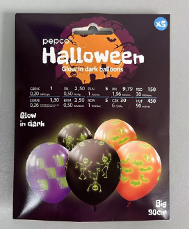 balóny svietiace v tme 5 kusov halloween