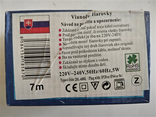 13 svetelné reťazce s typovým označením 20l-600l